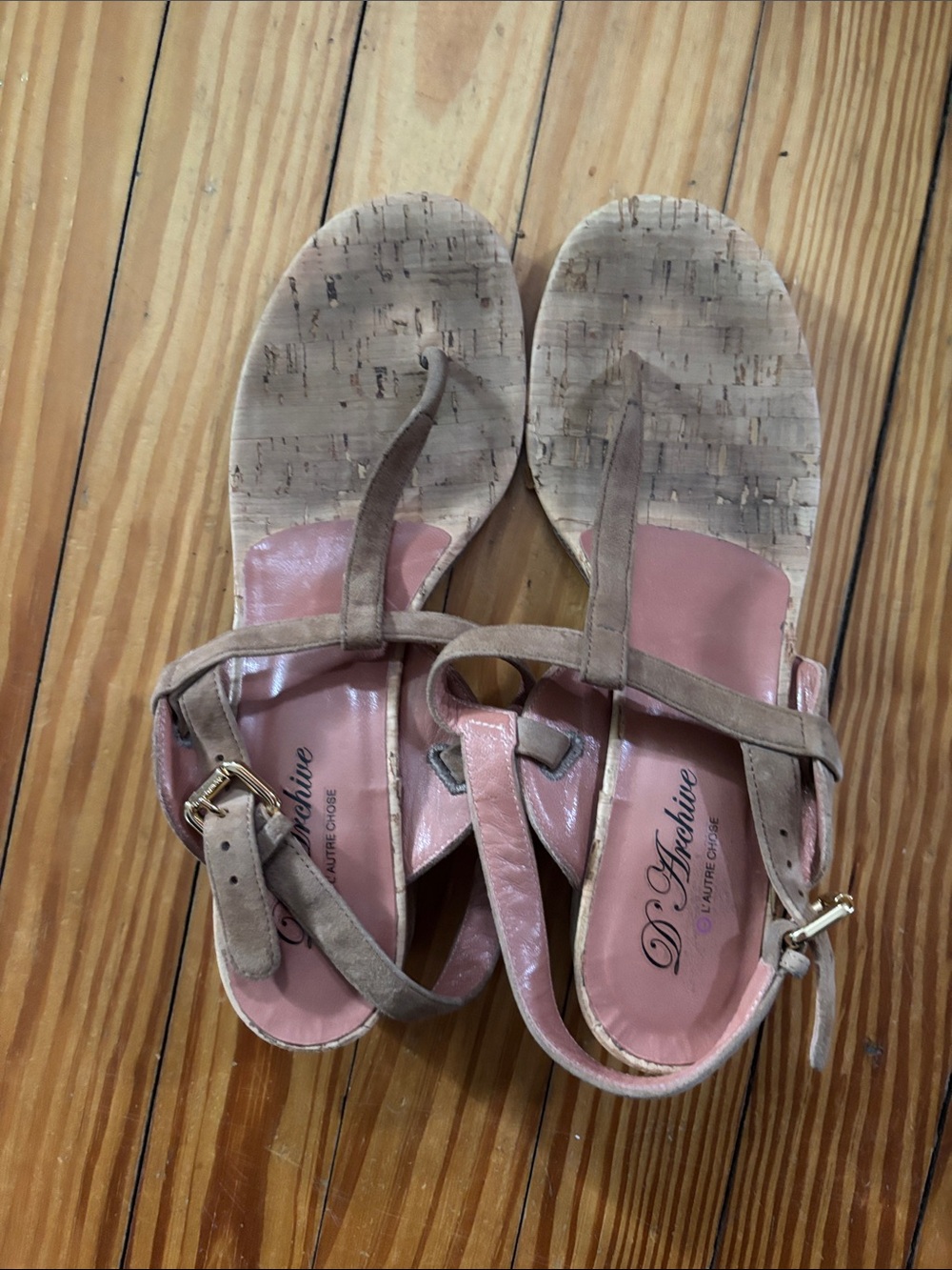 L’ AUTRE CHOSE T-Strap, Suede Block-Heel Sandals - Brown 40 - Picture 5 of 10